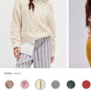Free People Frankie Cable Sweater in Ivory